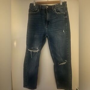 Stradivarius Men's Relaxed Dark Blue Jeans